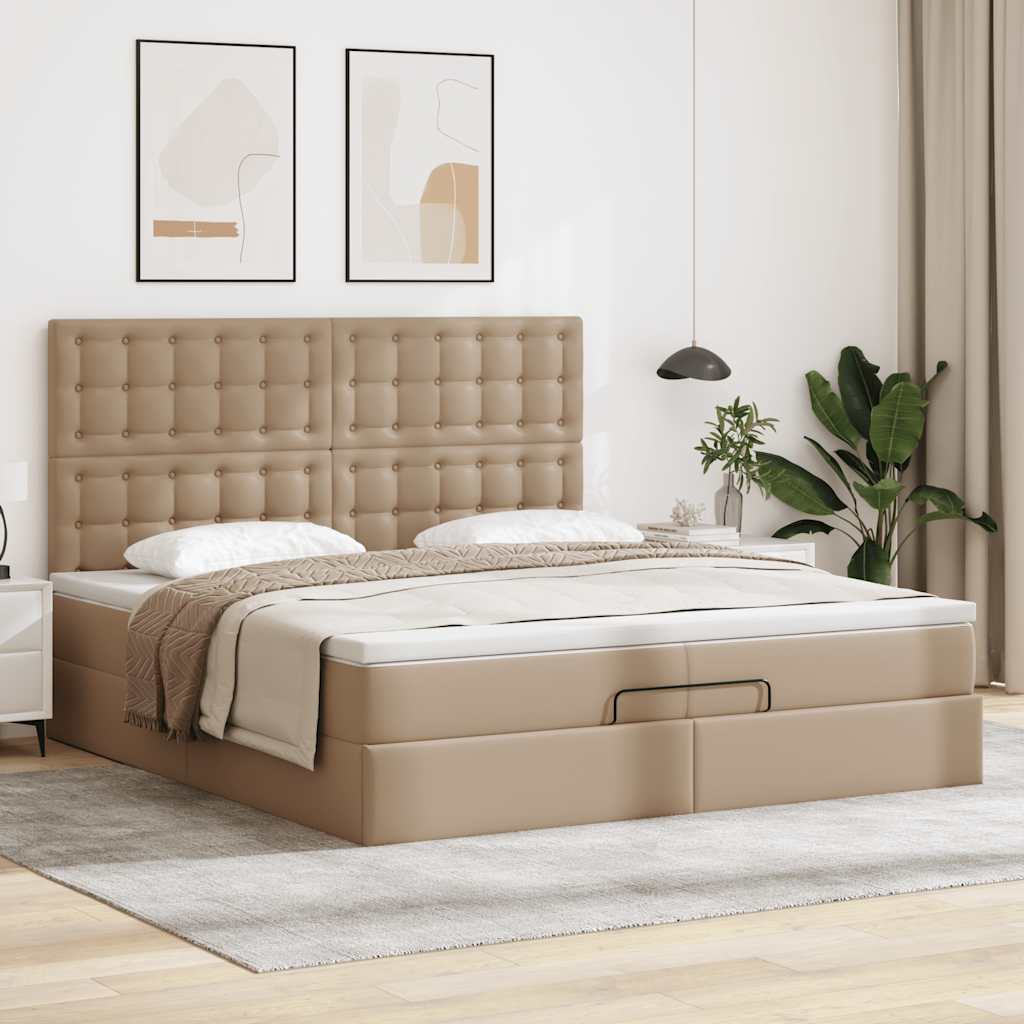Ottoman bed met matrassen en LED's 200x200cm kunstleer