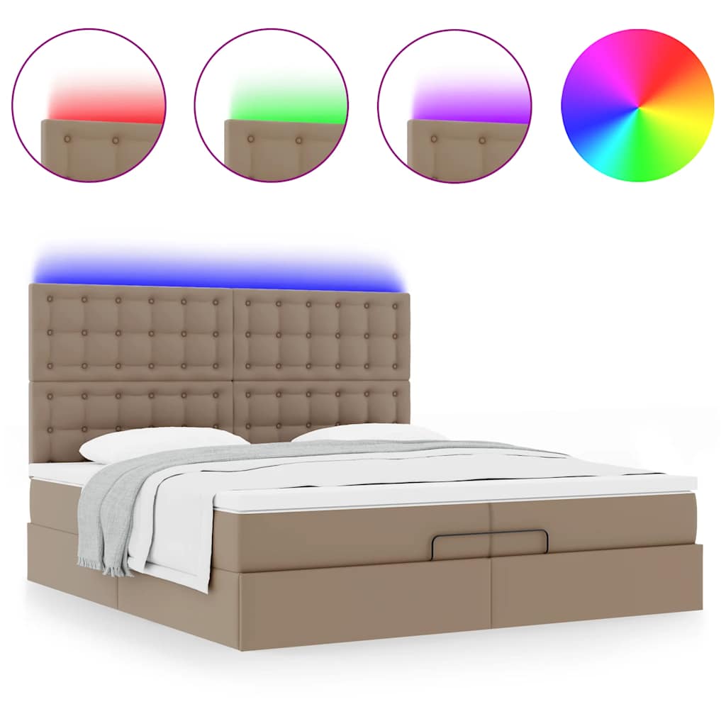 Ottoman bed met matrassen en LED's 200x200cm kunstleer