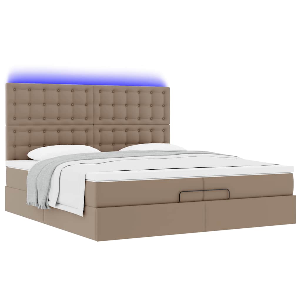 Ottoman bed met matrassen en LED's 200x200cm kunstleer