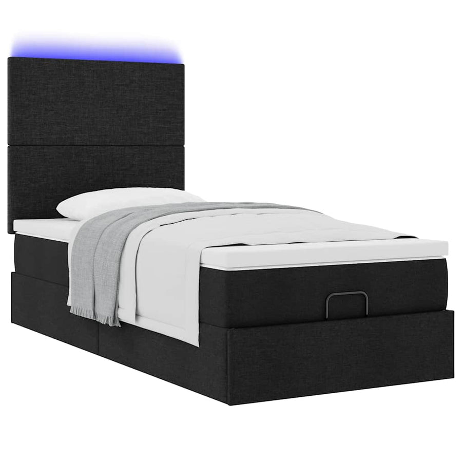 Ottoman bed met matras en LED's 80x200cm stof zwart