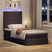 Ottomaans bed 80x200 cm donkerbruin met matras en LED