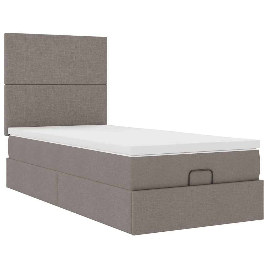 Ottoman bed met matras en LED's 80x200cm stof taupe