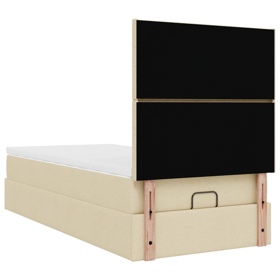 Ottoman bed met matras en LED's 80x200cm stof crèmekleurig