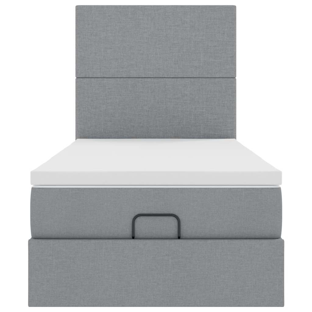 Ottoman bed met matras en LED's 90x190cm stof lichtgrijs