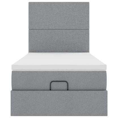 Ottoman bed met matras en LED's 90x190cm stof lichtgrijs