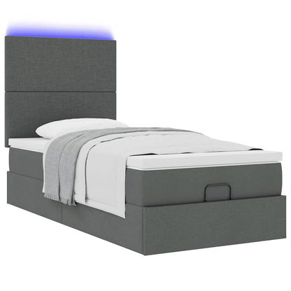 Ottoman bed met matras en LED's 90x190cm stof donkergrijs