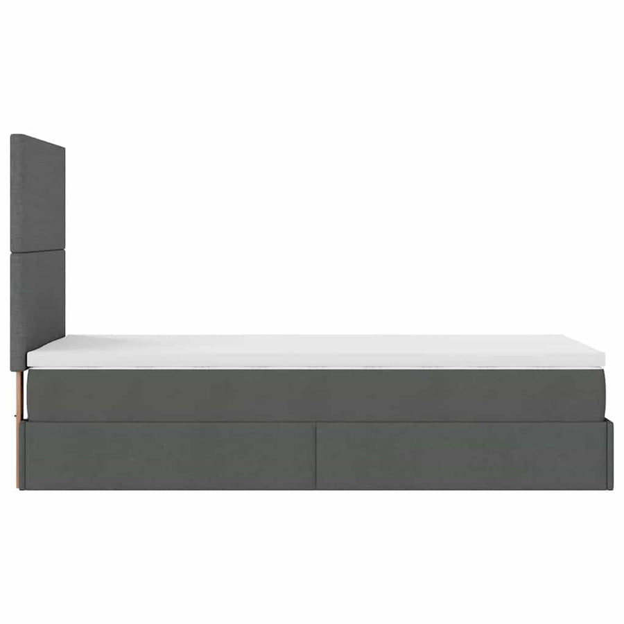 Ottoman bed met matras en LED's 90x190cm stof donkergrijs