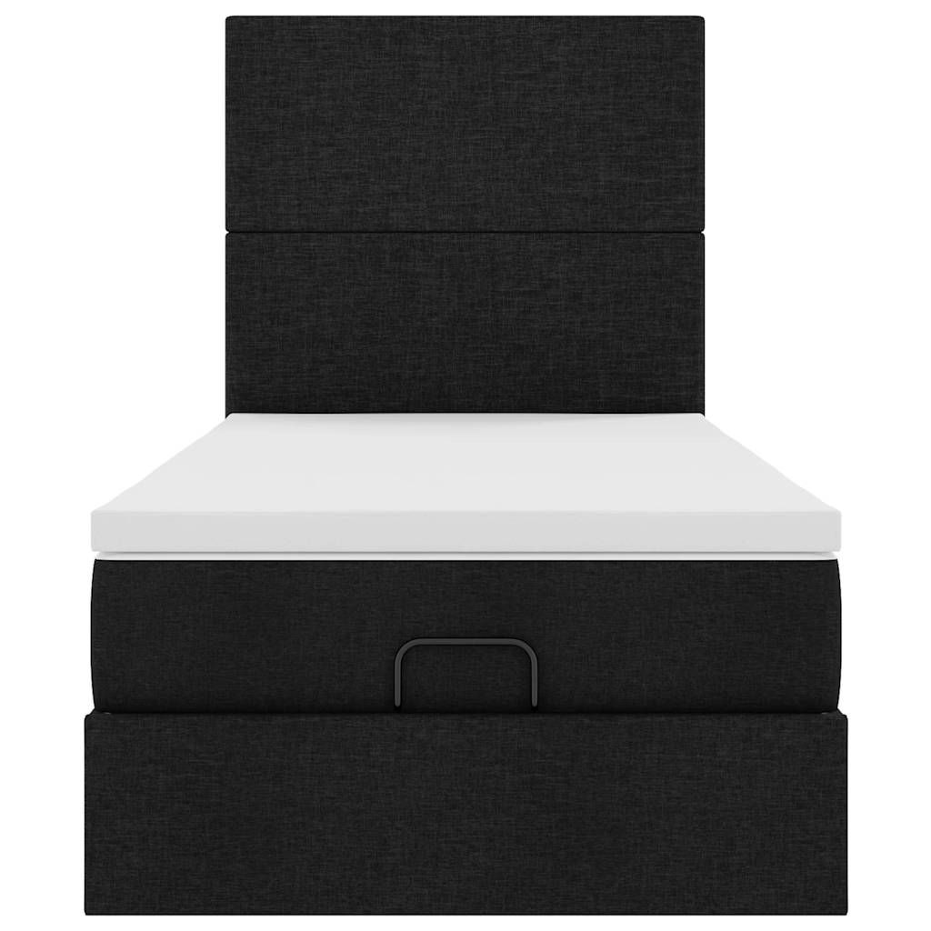 Ottoman bed met matras en LED's 90x190cm stof zwart