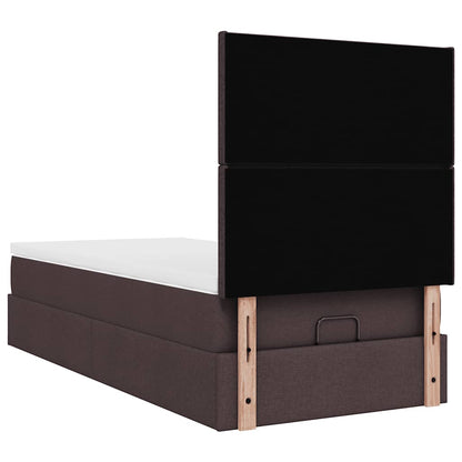 Ottoman bed met matras en LED's 90x190cm stof donkerbruin