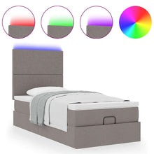 Ottoman bed met matras en LED's 90x190cm stof taupe