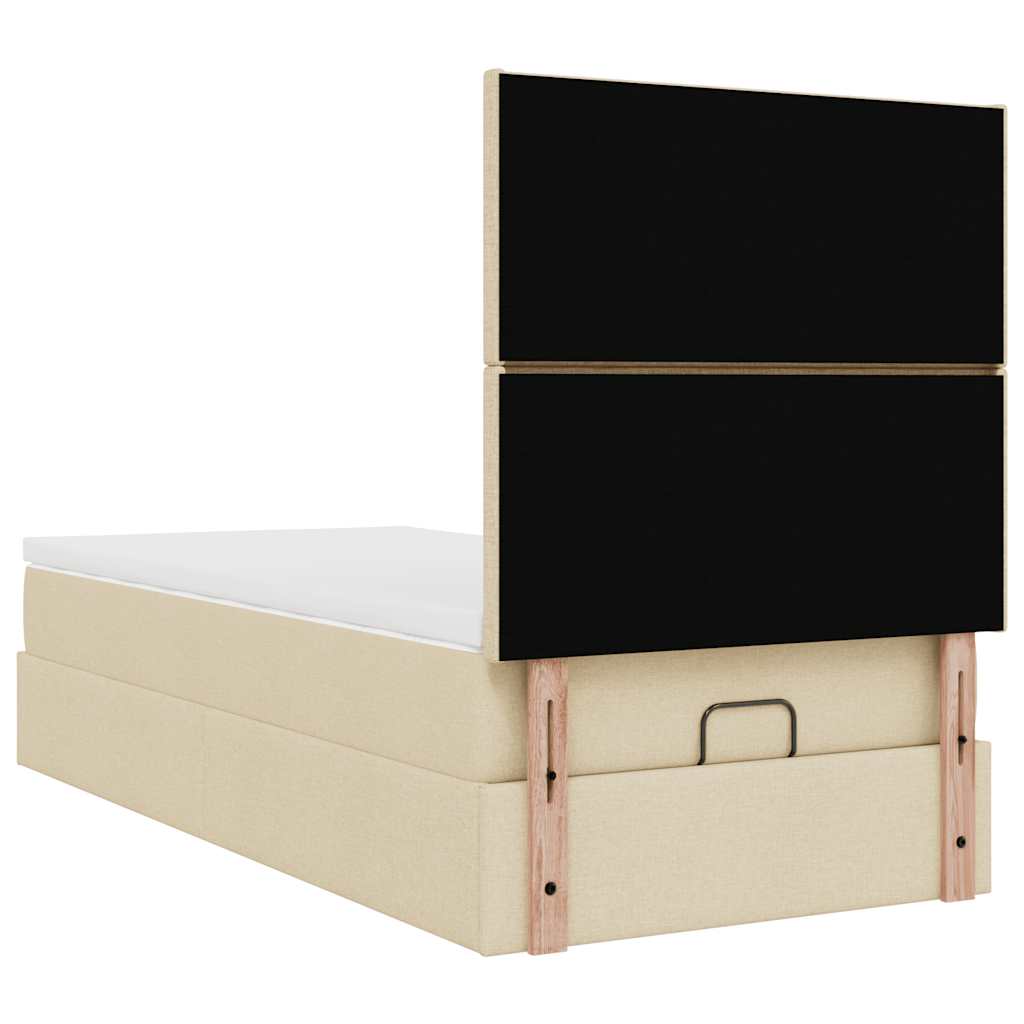 Ottoman bed met matras en LED's 90x190cm stof crèmekleurig