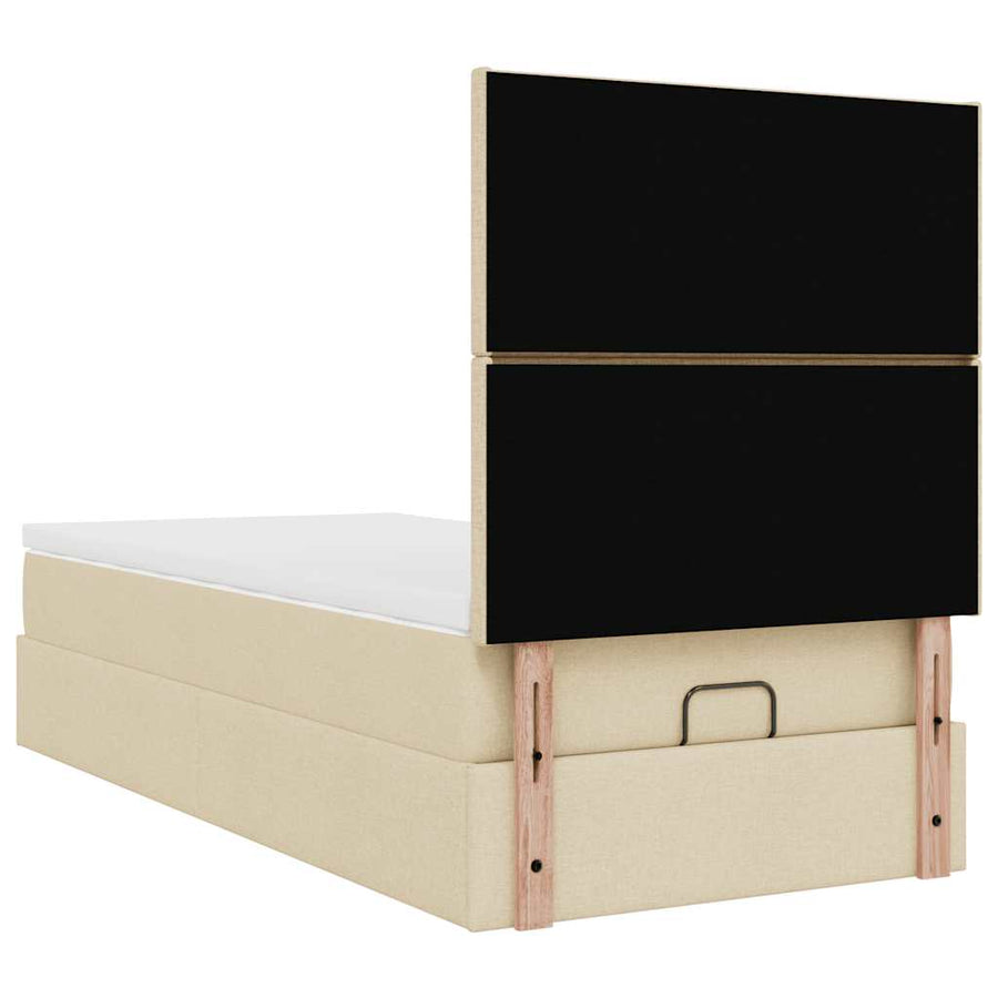 Ottoman bed met matras en LED's 90x190cm stof crèmekleurig