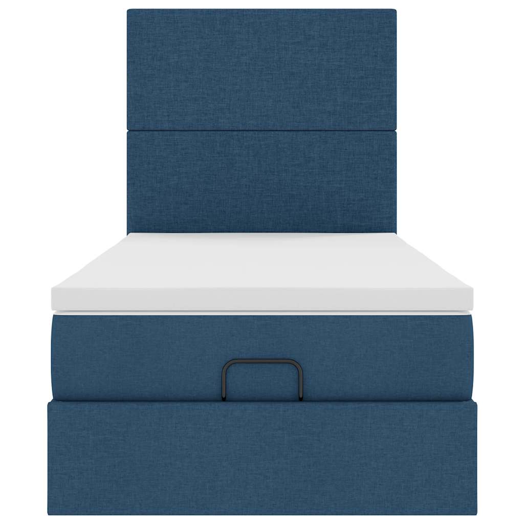 Ottoman bed met matras en LED's 90x190cm stof blauw