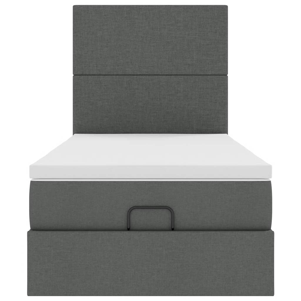 Ottoman bed met matras en LED's 90x200cm stof donkergrijs