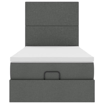 Ottoman bed met matras en LED's 90x200cm stof donkergrijs