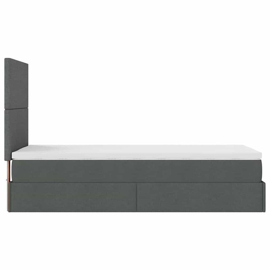 Ottoman bed met matras en LED's 90x200cm stof donkergrijs