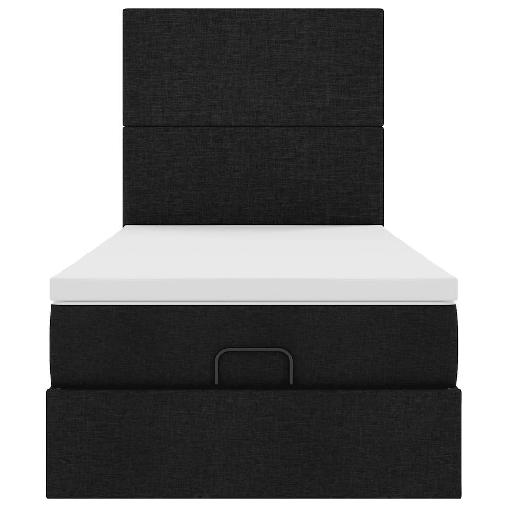 Ottoman bed met matras en LED's 90x200cm stof zwart