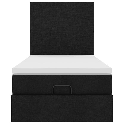 Ottoman bed met matras en LED's 90x200cm stof zwart