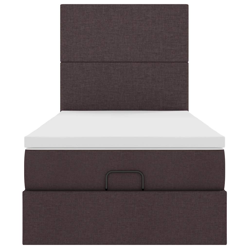 Ottoman bed met matras en LED's 90x200cm stof donkerbruin