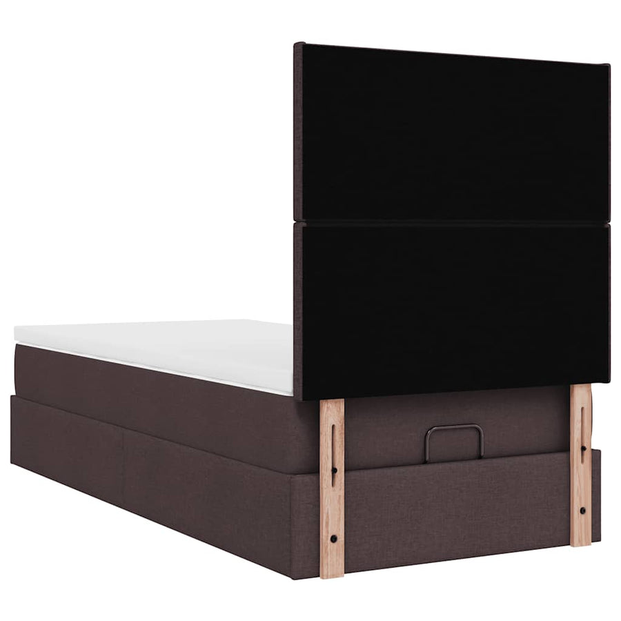 Ottoman bed met matras en LED's 90x200cm stof donkerbruin