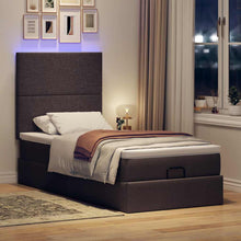 Ottoman bed met matras en LED's 90x200cm stof donkerbruin