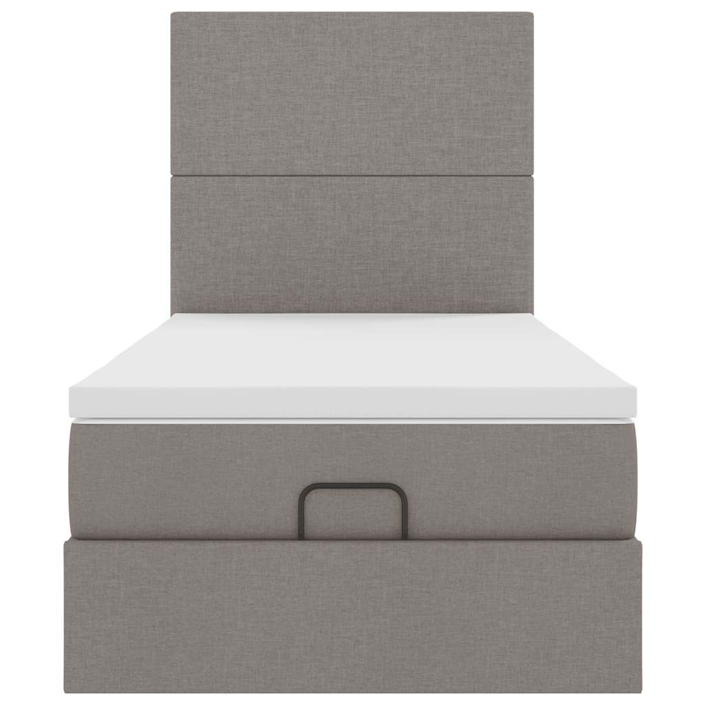 Ottoman bed met matras en LED's 90x200cm stof taupe