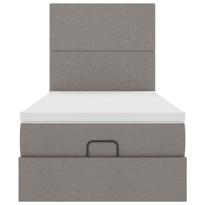 Ottoman bed met matras en LED's 90x200cm stof taupe
