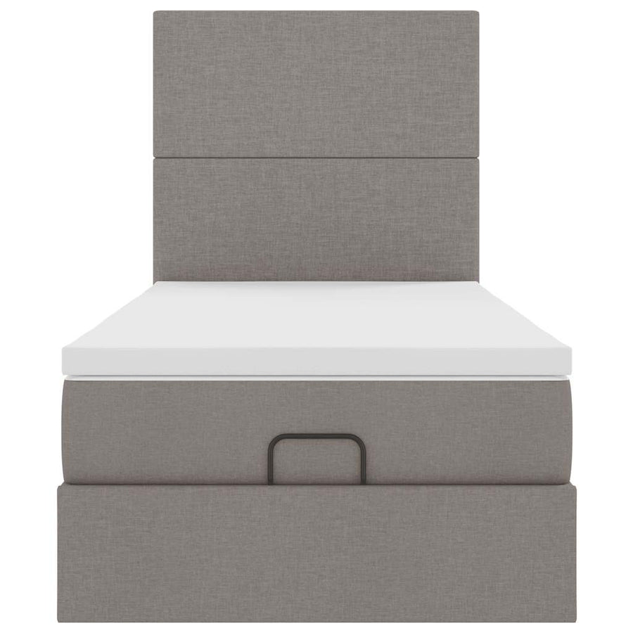 Ottoman bed met matras en LED's 90x200cm stof taupe
