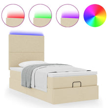 Ottoman bed met matras en LED's 90x200cm stof crèmekleurig