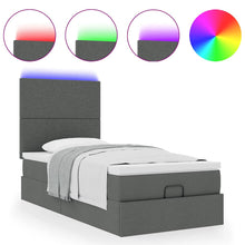 Ottoman bed met matras en LED's 100x200cm stof donkergrijs