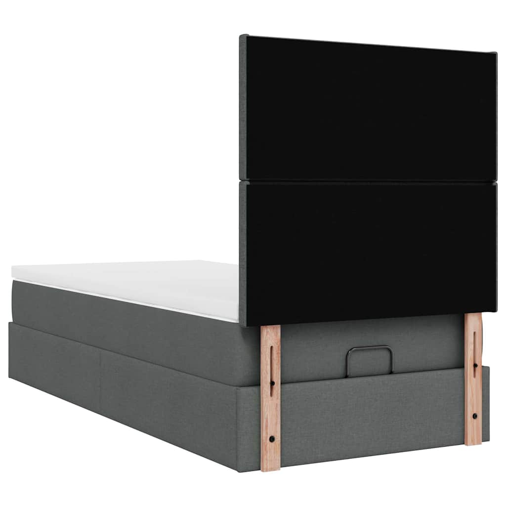 Ottoman bed met matras en LED's 100x200cm stof donkergrijs