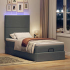 Ottoman bed with mattress and LEDs 100x200cm dark grey fabric