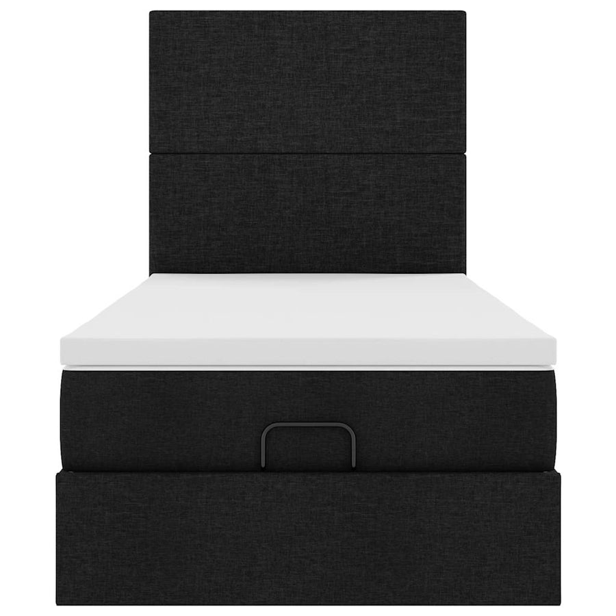 Ottoman bed met matras en LED's 100x200cm stof zwart