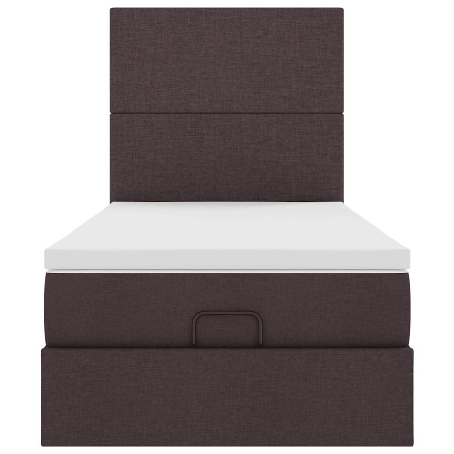 Ottoman bed met matras en LED's 100x200cm stof donkerbruin