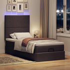 Ottoman bed with mattress and LEDs 100x200cm dark brown fabric