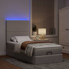 Ottoman bed with mattress and LEDs 100x200cm fabric taupe