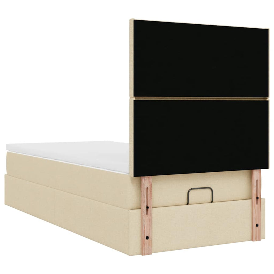 Ottoman bed met matras en LED's 100x200cm stof crèmekleurig