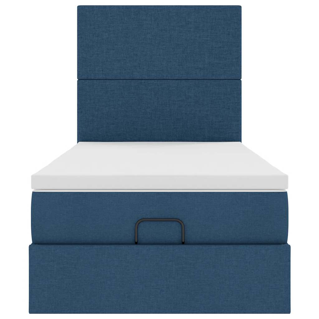 Ottoman bed met matras en LED's 100x200cm stof blauw
