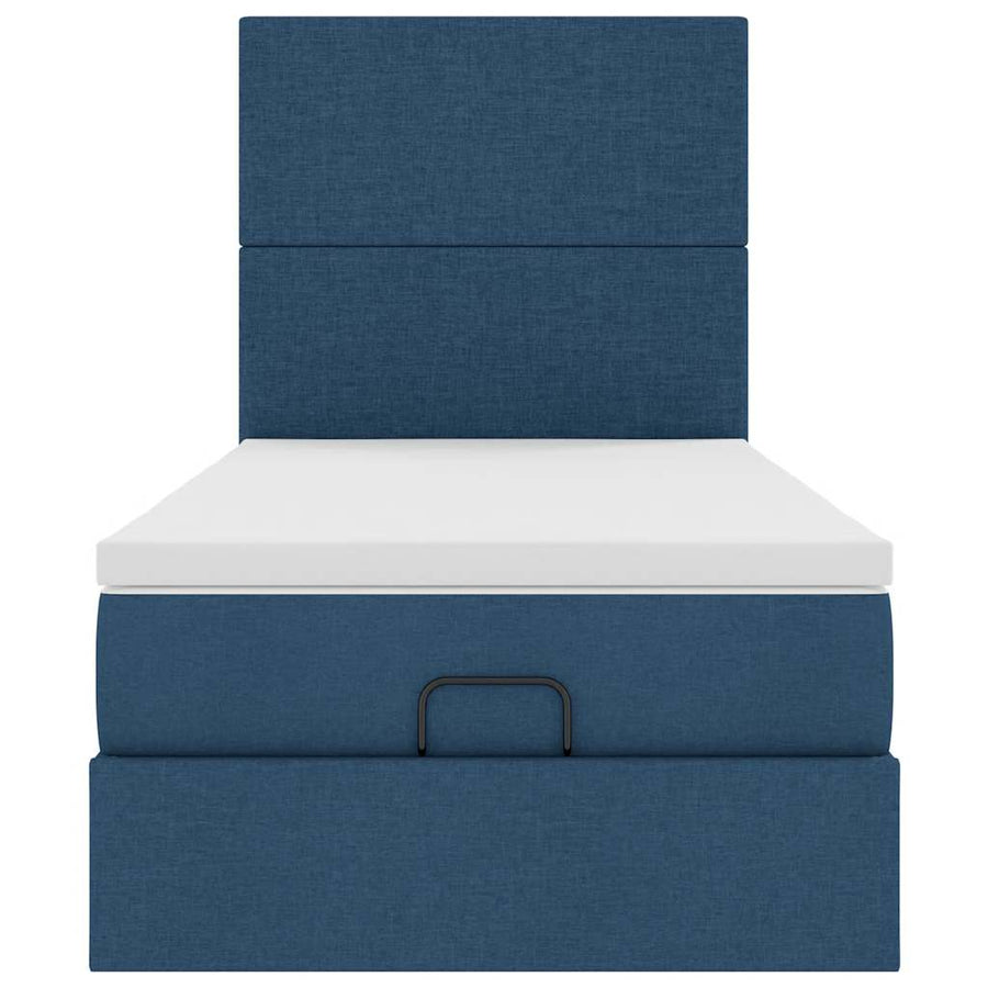 Ottoman bed met matras en LED's 100x200cm stof blauw