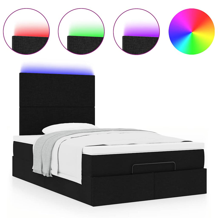Ottoman bed met matras en LED's 120x190 cm stof zwart