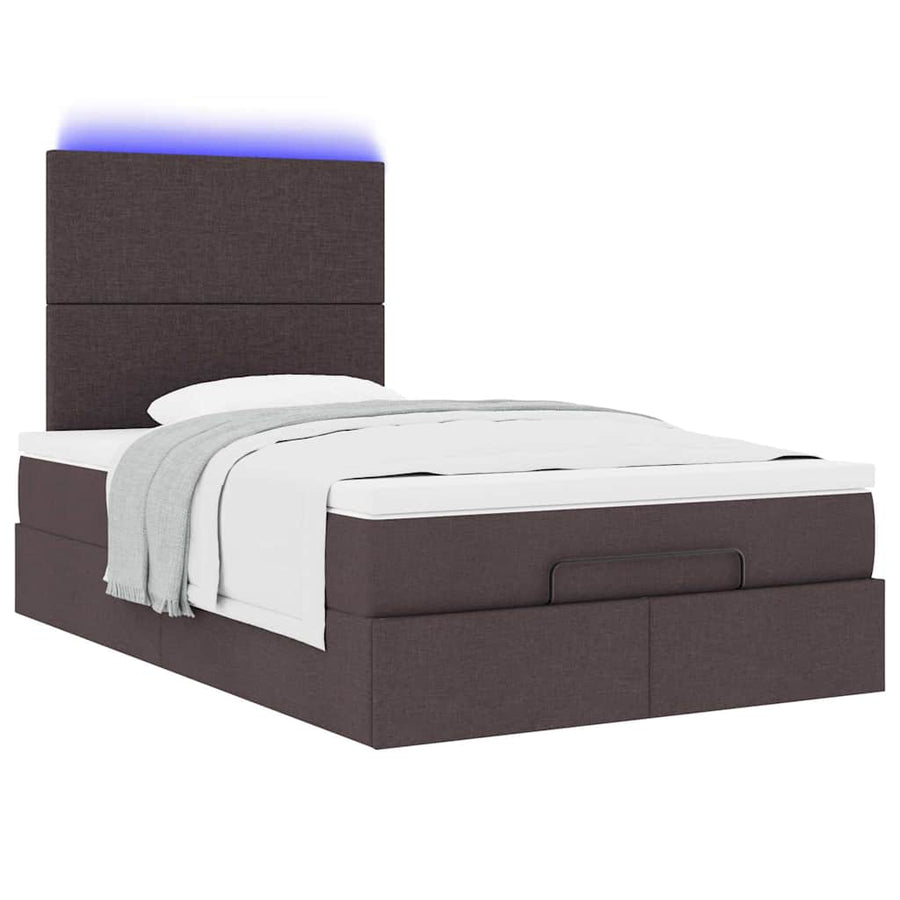Ottoman bed met matras en LED's 120x190 cm stof donkerbruin