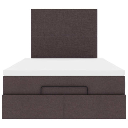 Ottoman bed met matras en LED's 120x190 cm stof donkerbruin