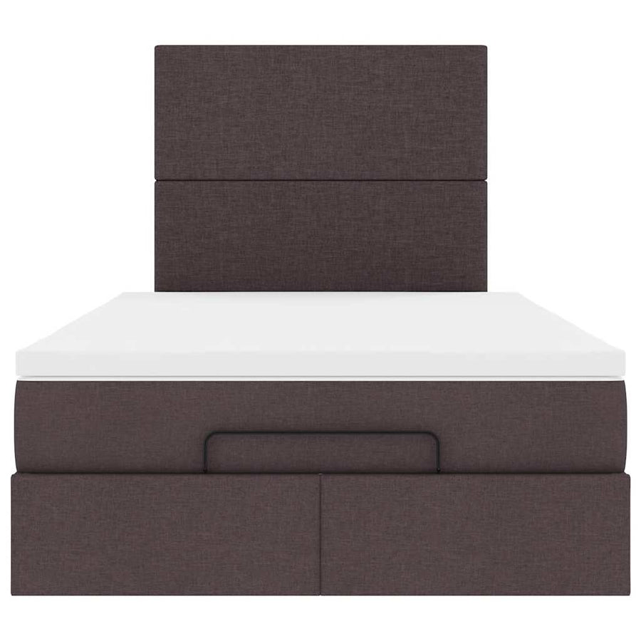 Ottoman bed met matras en LED's 120x190 cm stof donkerbruin