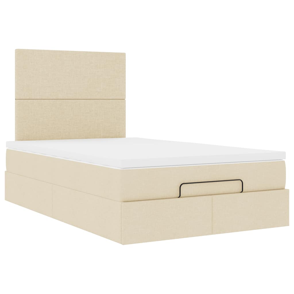 Ottoman bed met matras en LED's 120x190cm stof crèmekleurig