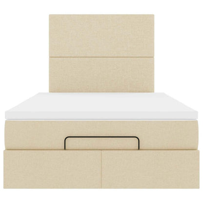Ottoman bed met matras en LED's 120x190cm stof crèmekleurig