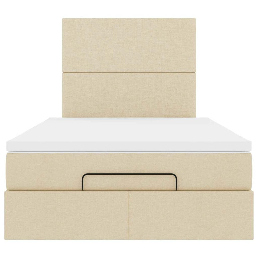 Ottoman bed met matras en LED's 120x190cm stof crèmekleurig