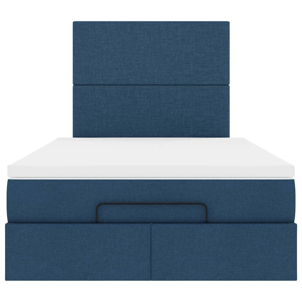 Ottoman bed met matras en LED's 120x190 cm stof blauw