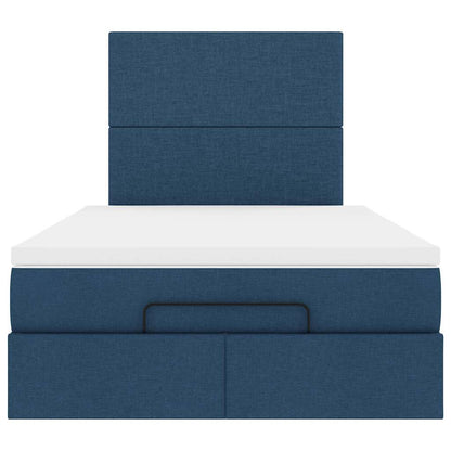 Ottoman bed met matras en LED's 120x190 cm stof blauw