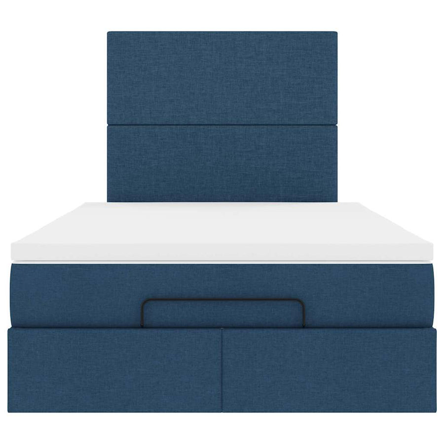 Ottoman bed met matras en LED's 120x190 cm stof blauw