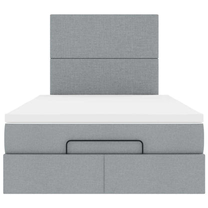 Ottoman bed met matras en LED's 120x200cm stof lichtgrijs
